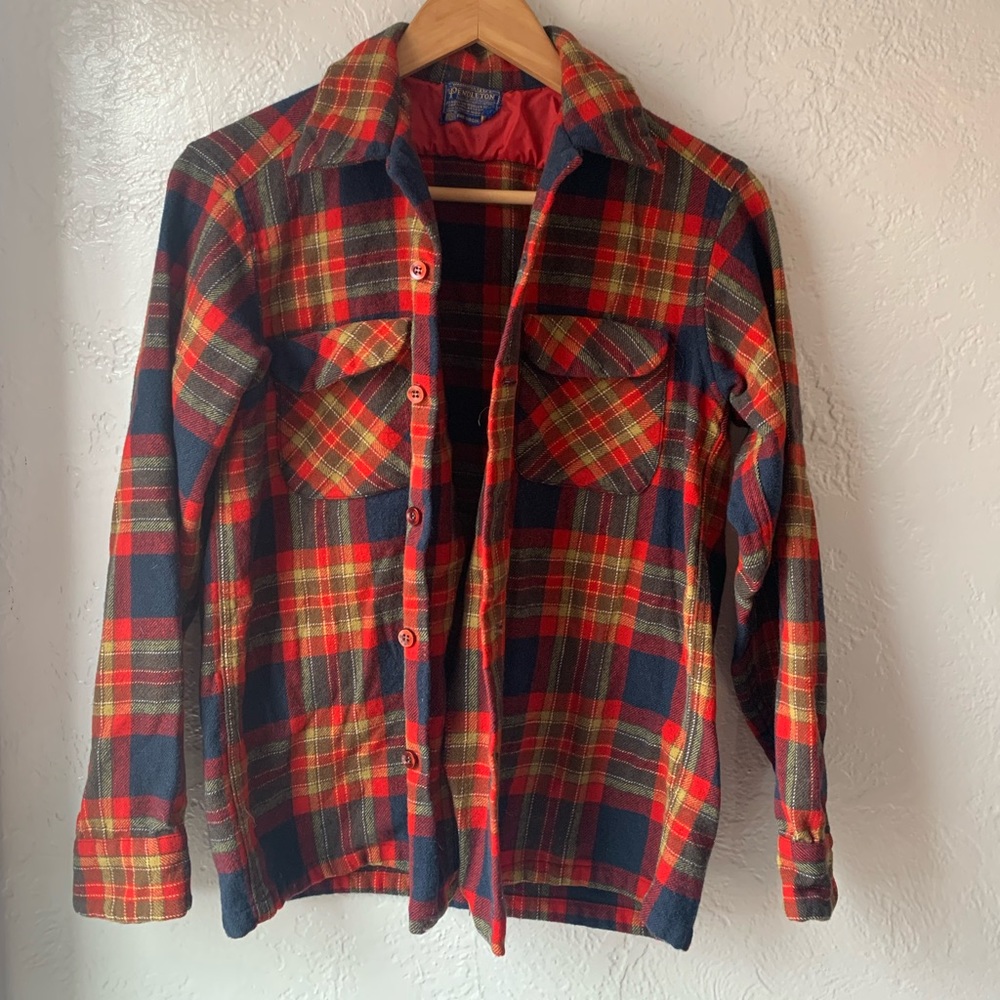 Vintage 60s 70s Pendleton Wool Flannel Shirt Jacket/Shacket